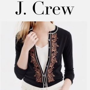 J. CREW BLACK EMBROIDERED BUTTON-UP SWEATER🖤